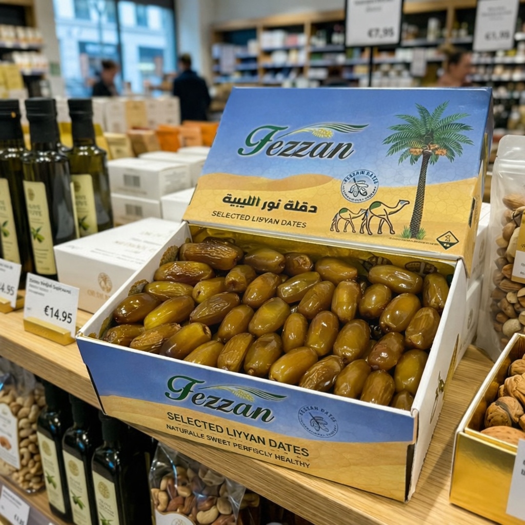 Premium Fezzan Dates in Retail Display